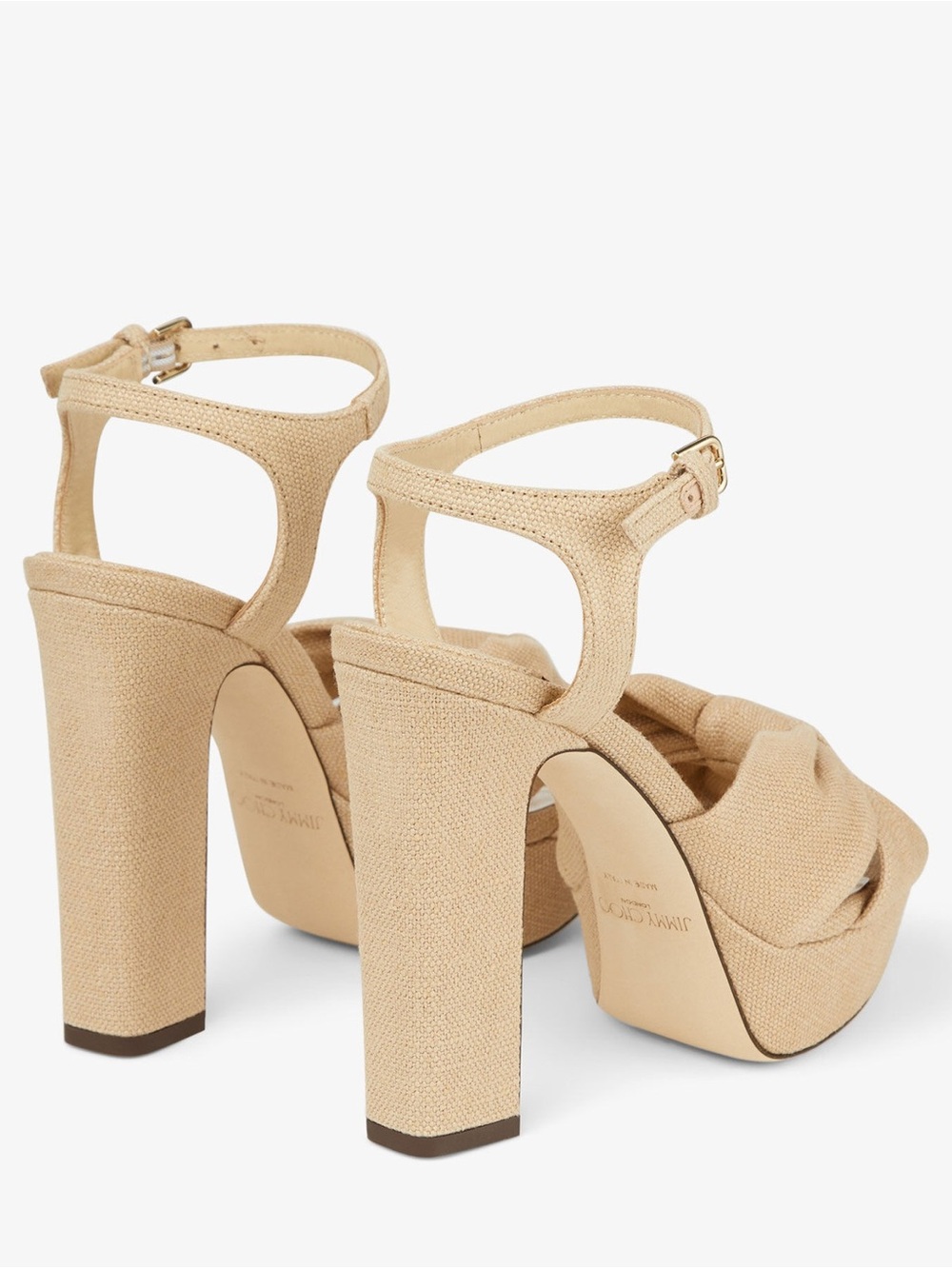 Like new Jimmy Choo Heloise 120 Linen Platform Sandals $1,095 37.5 - Picture 4 of 16